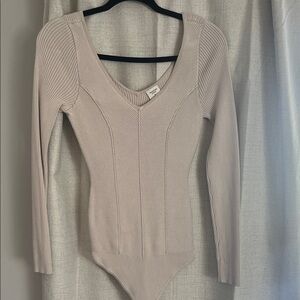 Abercrombie & Fitch Elegant Beige Ribbed Bodysuit